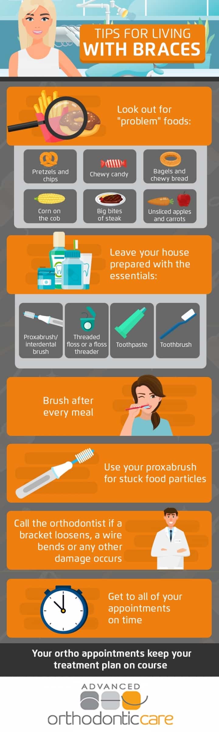 infographic tips for living with braces