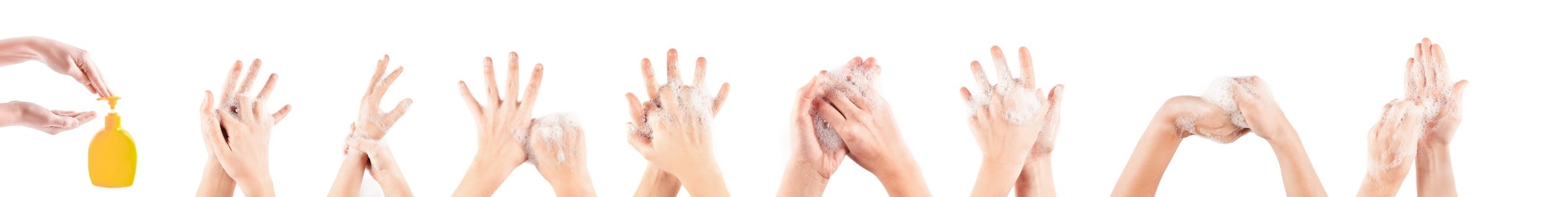 photo series showing the proper procedure for effective hand washing