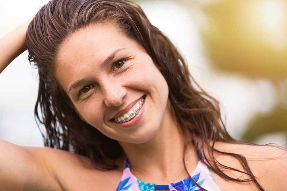 Adult woman wearing braces