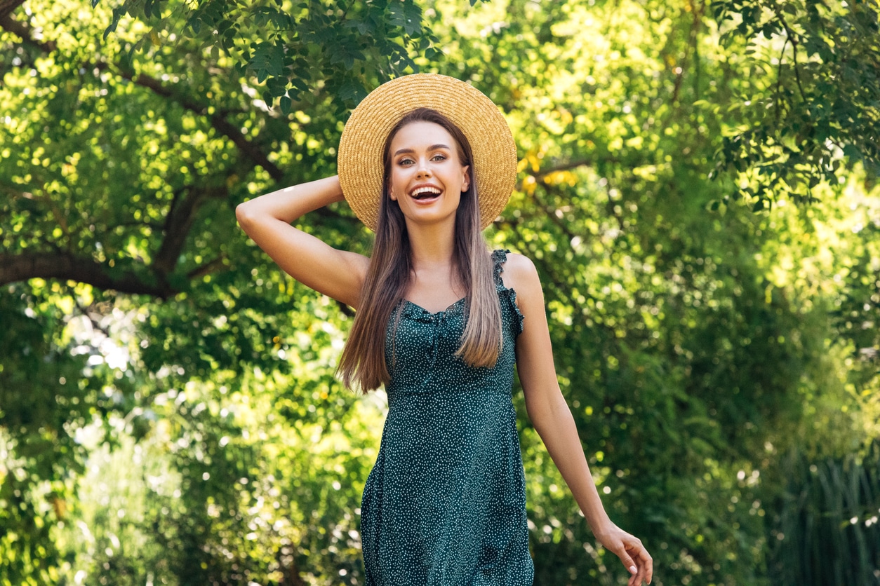 Woman in wedding with nice straight smile from Invisalign in Denver, CO